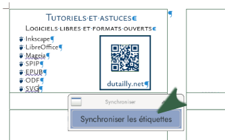 Capture d'écran avec une flèche pointant vers le bouton synchroniser.